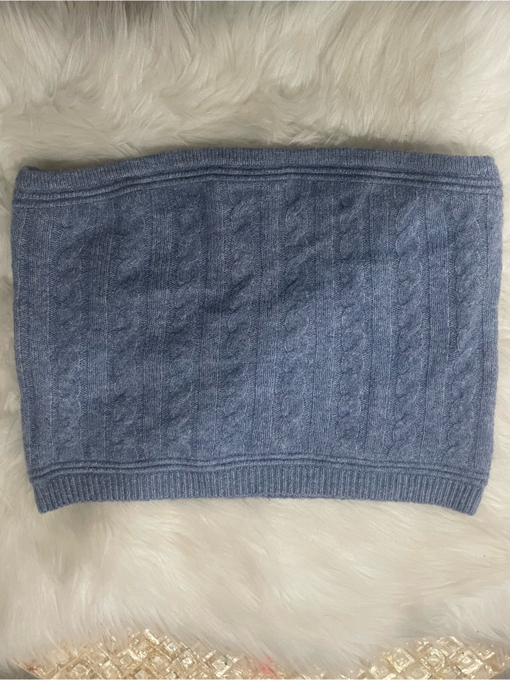 aerie Light Blue Cable-Knit Off-the-Shoulder Tube Sweater